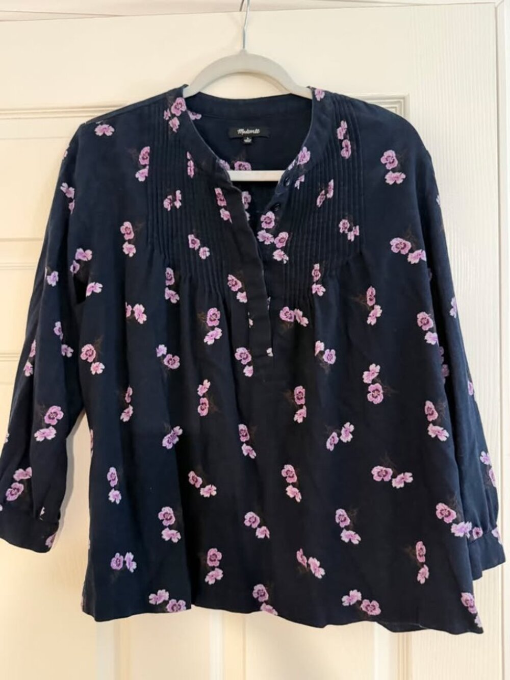 Madewell Pintuck Popover Shirt in Pansy Bouquet - Picture 1 of 2